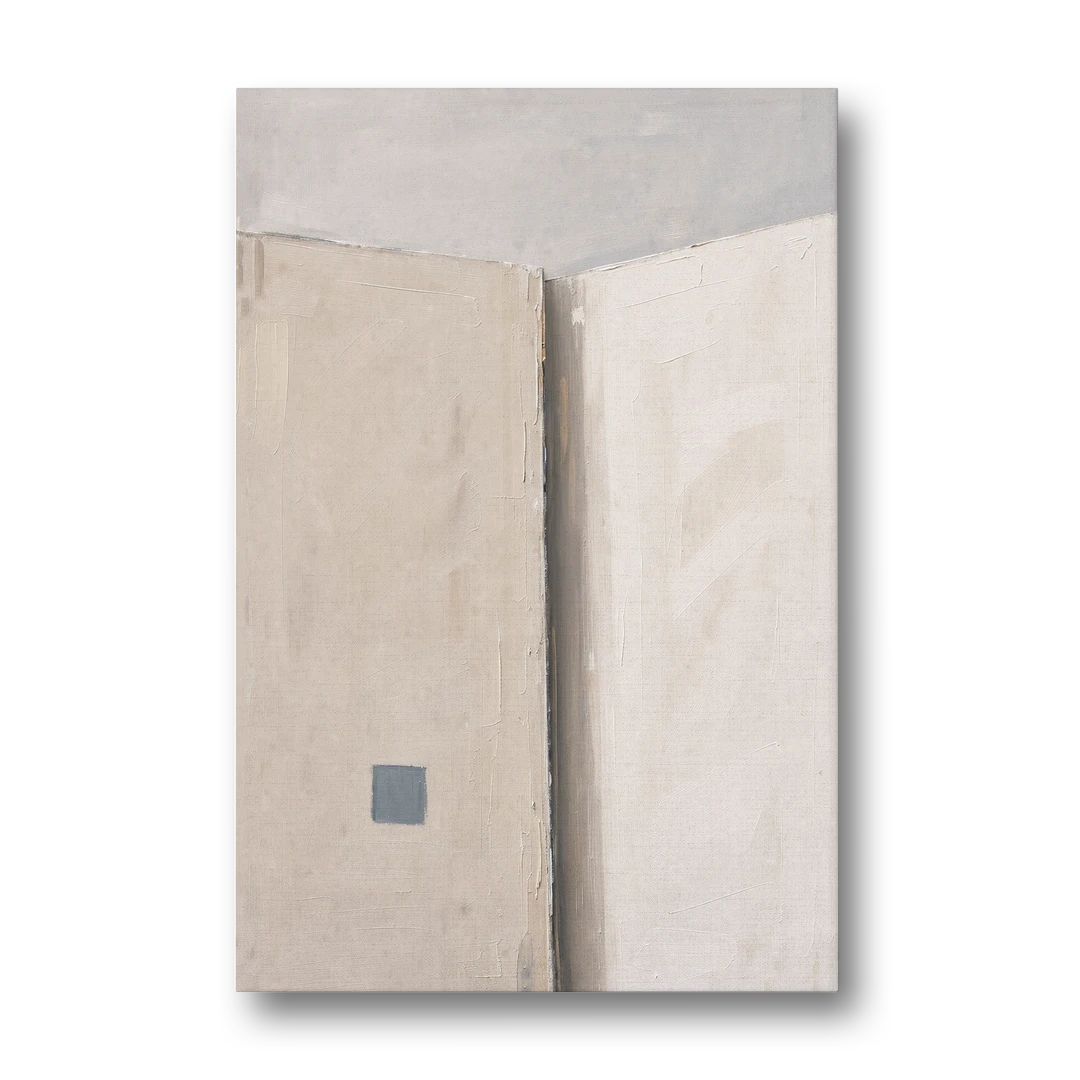 Beige Wall Art Fold with Slate Square - Canvas Wall Art - Front