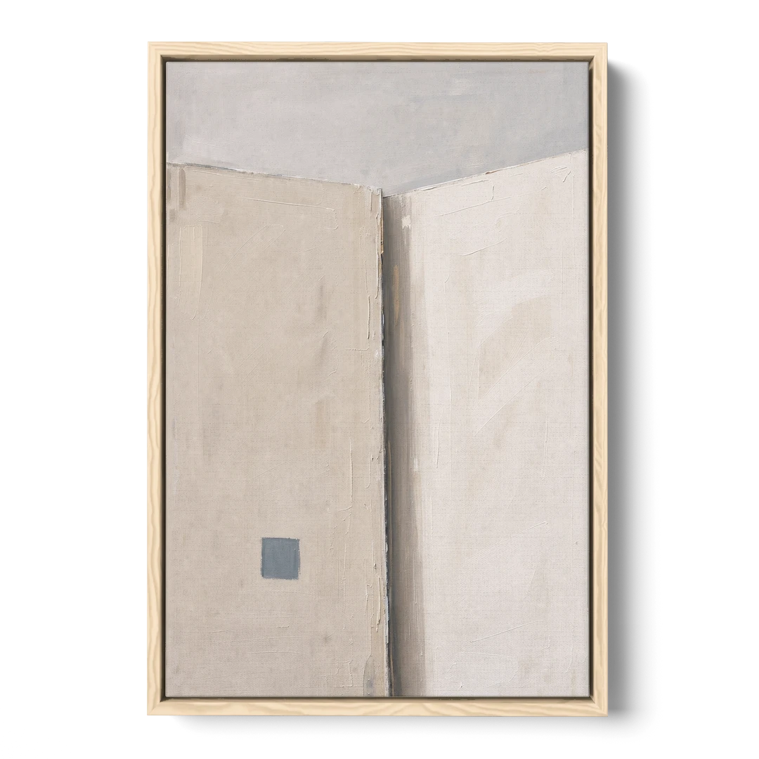 Beige Wall Art Fold with Slate Square - Oak Framed Canvas Wall Art - Front