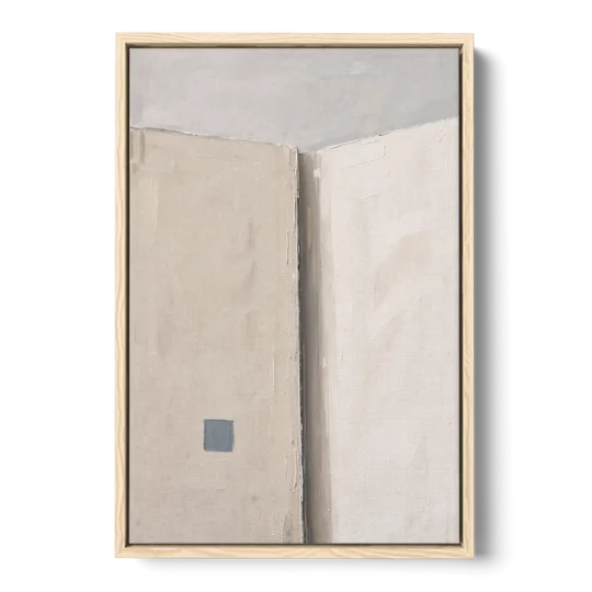 Beige Wall Art Fold with Slate Square - Oak Framed Canvas Wall Art - Front