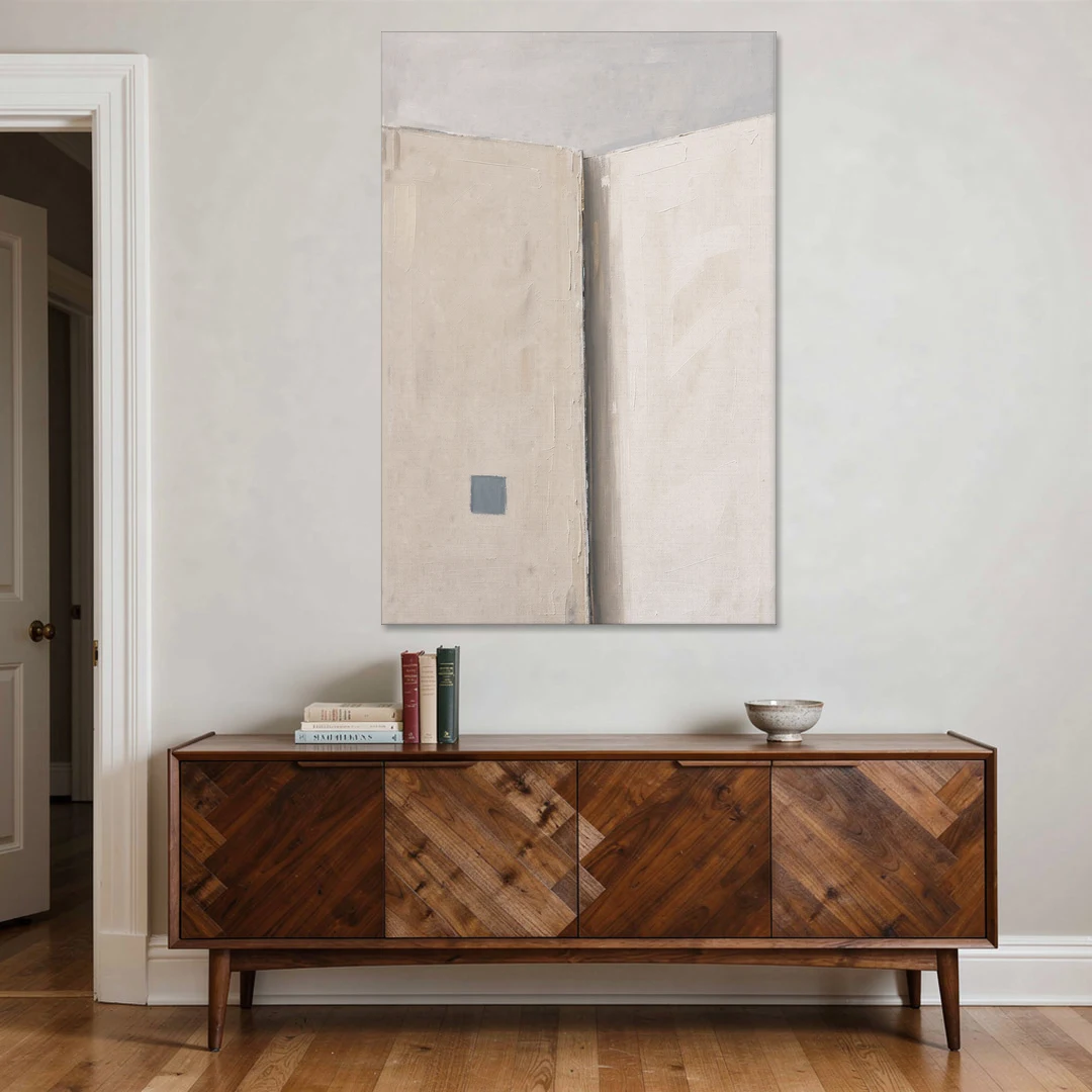 Beige Wall Art Fold with Slate Square - Canvas Wall Art - Coffee Table - 40x60