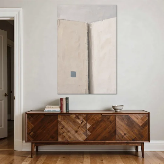 Beige Wall Art Fold with Slate Square - Canvas Wall Art - Coffee Table - 40x60