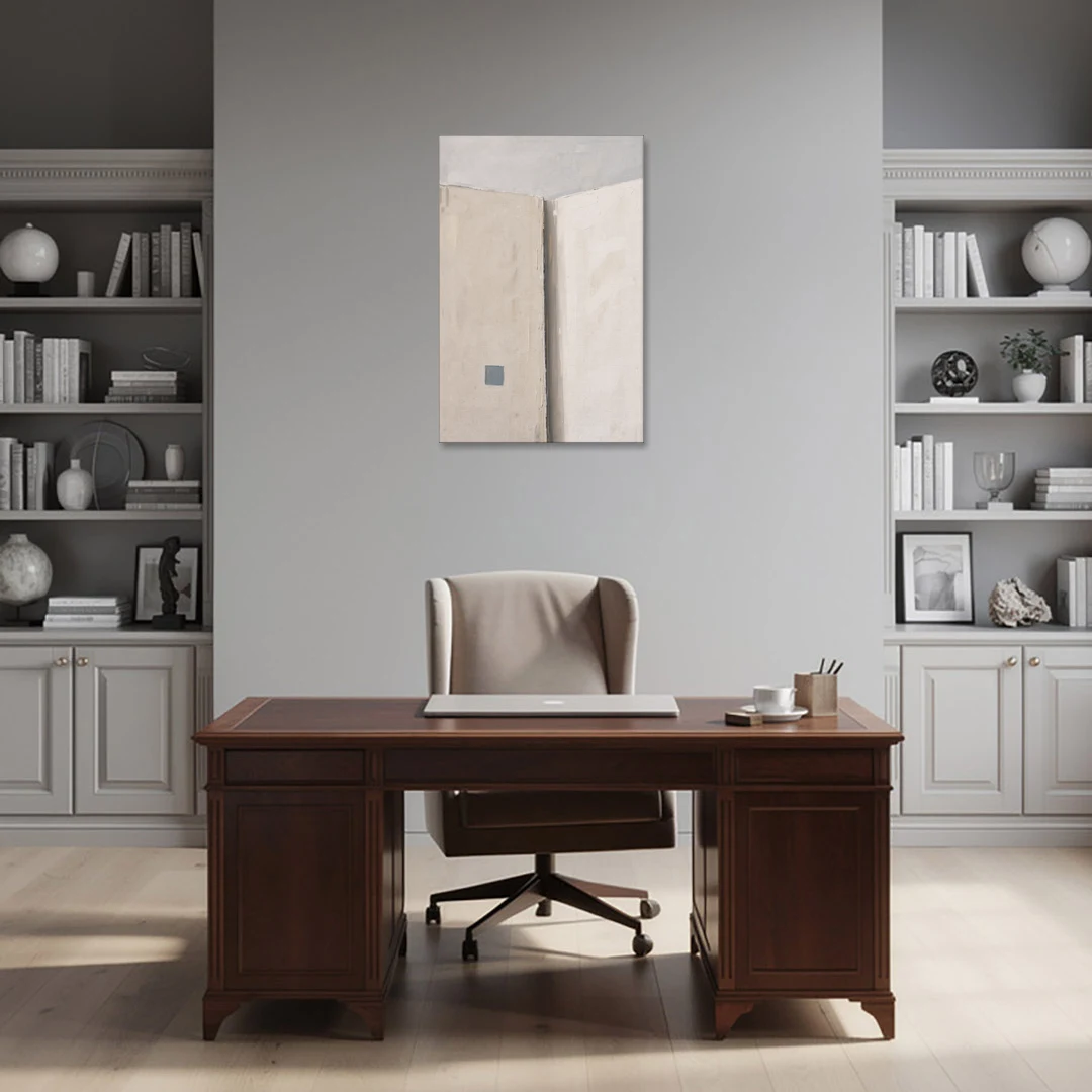Beige Wall Art Fold with Slate Square - Canvas Wall Art - Office - 24x36