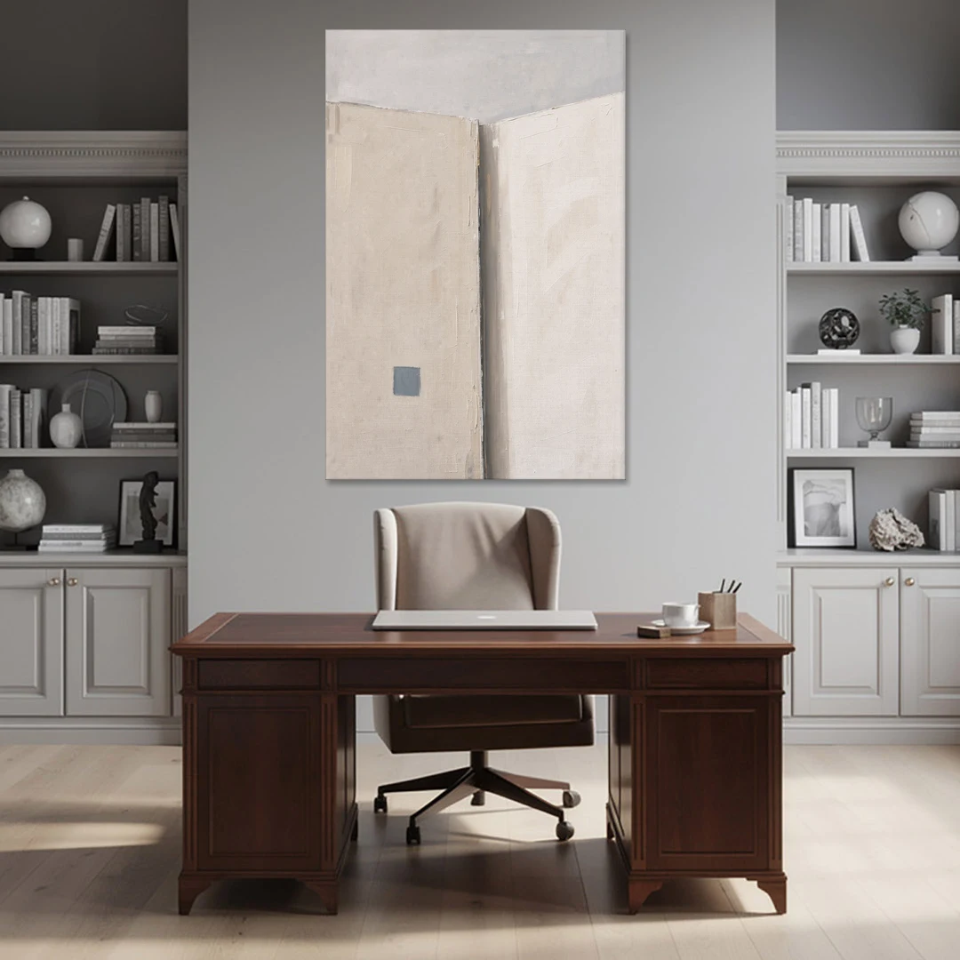 Beige Wall Art Fold with Slate Square - Canvas Wall Art - Office - 40x60