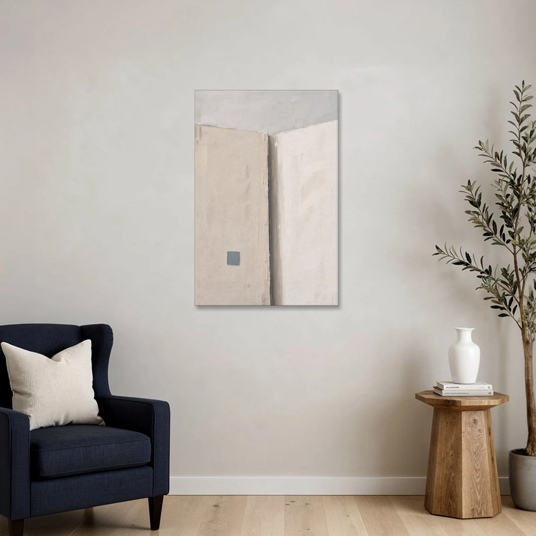 Beige Wall Art Fold with Slate Square - Canvas Wall Art - Sofa - 24x36