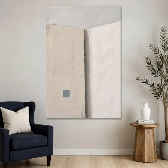 Beige Wall Art Fold with Slate Square - Canvas Wall Art - Sofa - 40x60