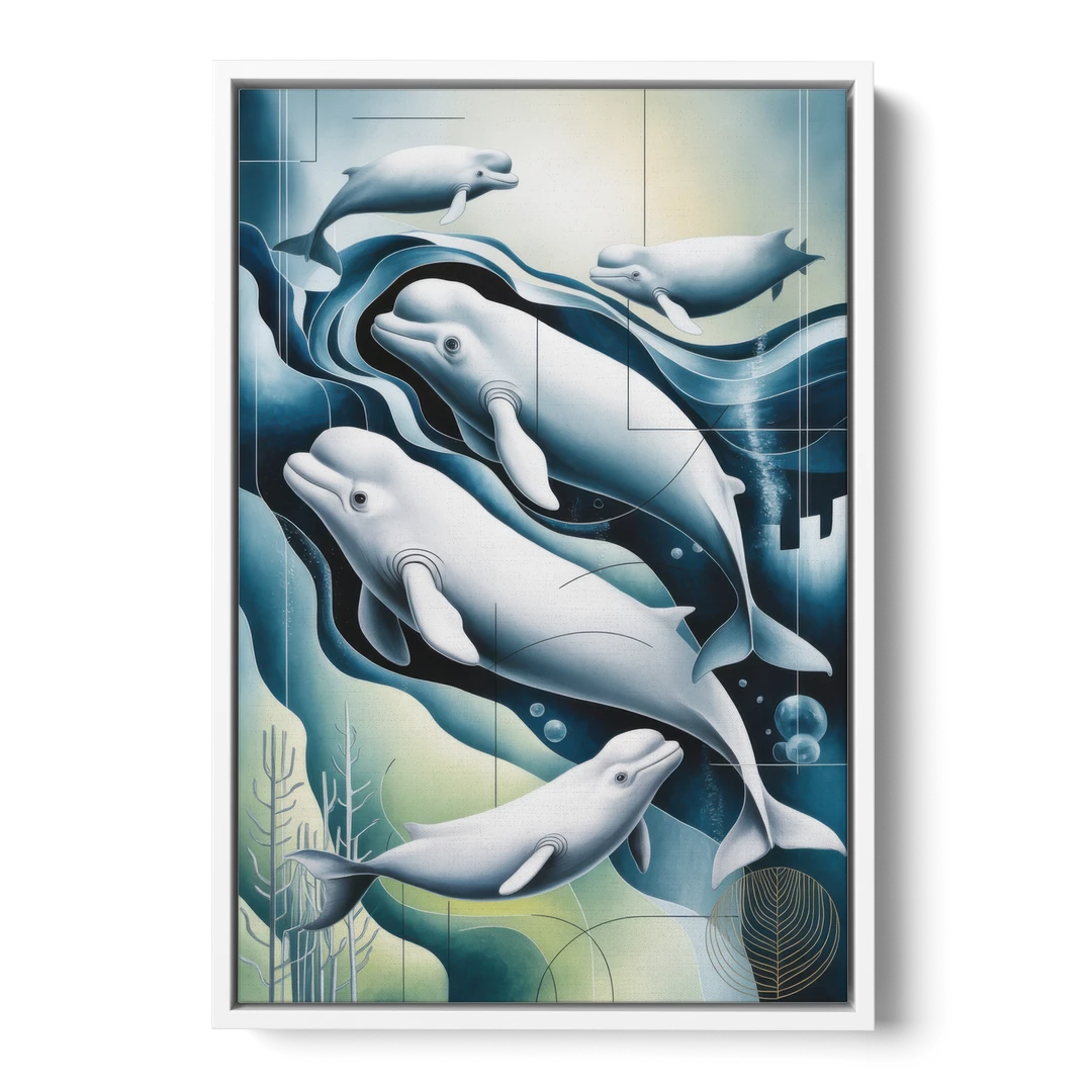 Beluga Waters - White Framed Canvas Wall Art - Front
