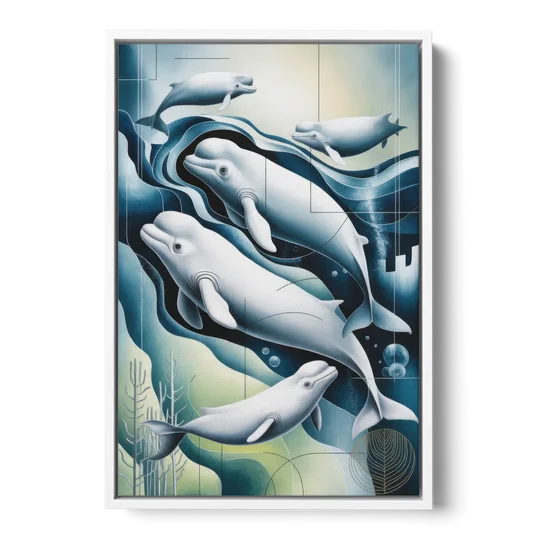 Beluga Waters - White Framed Canvas Wall Art - Front
