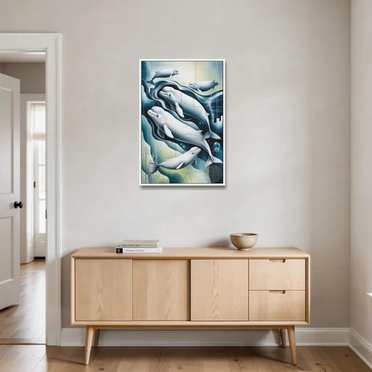Beluga Waters - White Framed Canvas Wall Art - Coffee Table - 24x36