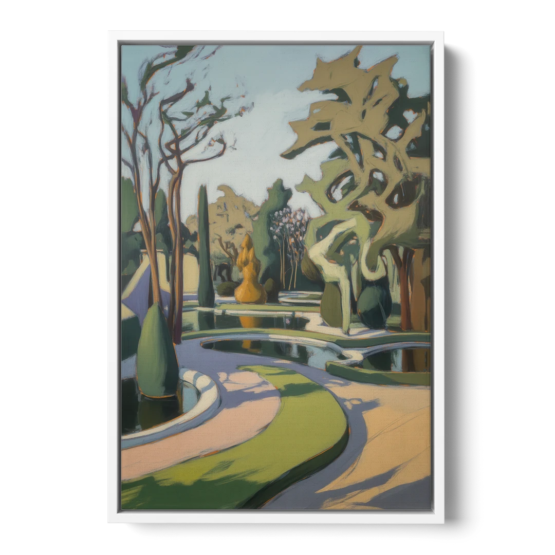 Benrath Palace Gardens - White Framed Canvas Wall Art - Front