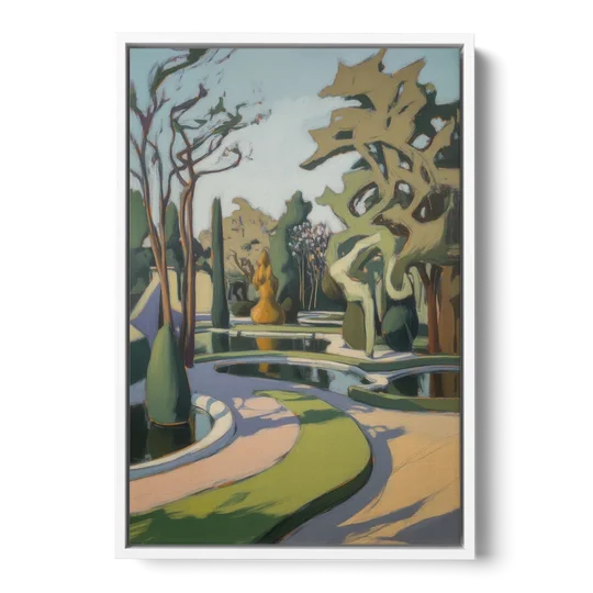 Benrath Palace Gardens - White Framed Canvas Wall Art - Front