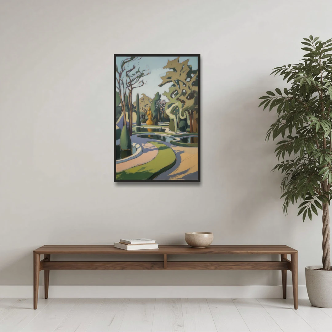 Benrath Palace Gardens - Black Framed Canvas Wall Art - Coffee Table - 24x36