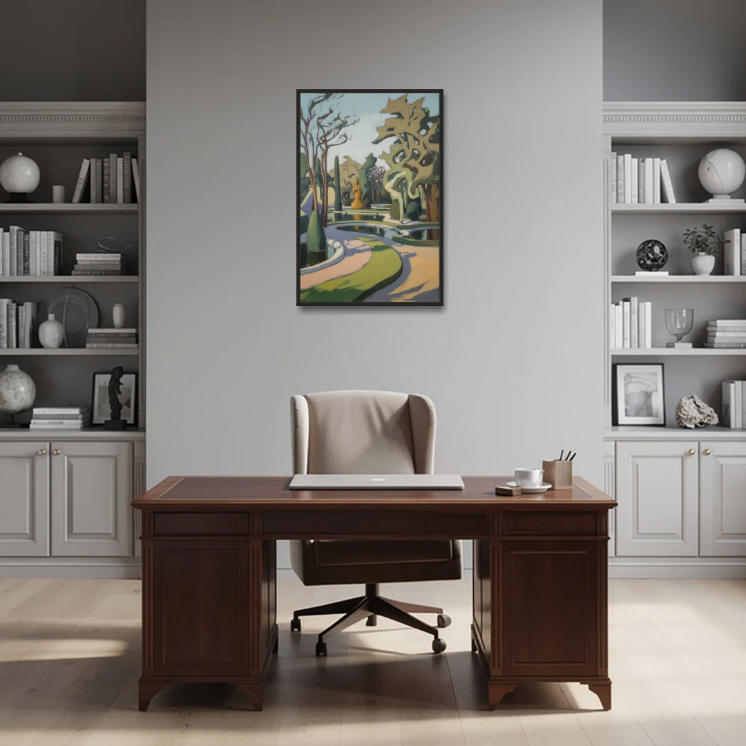 Benrath Palace Gardens - Black Framed Canvas Wall Art - Office - 24x36