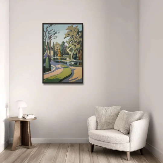 Benrath Palace Gardens - Black Framed Canvas Wall Art - Sofa - 24x36