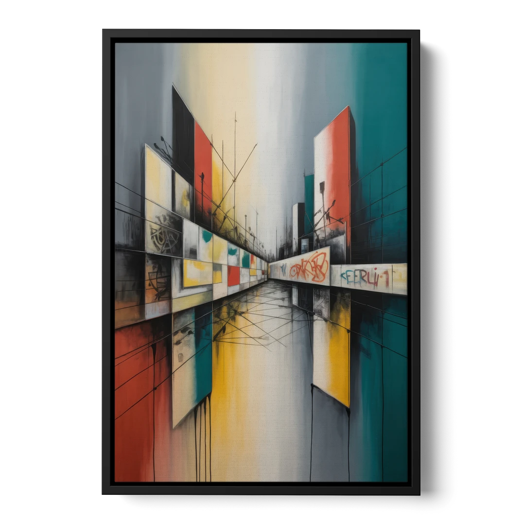 Berlin Wall Echoes - Black Framed Canvas Wall Art - Front