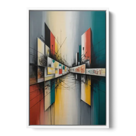 Berlin Wall Echoes - White Framed Canvas Wall Art - Front