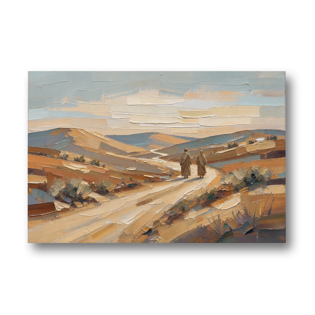 Biblical Wall Art of Two Walking the Judean Road - Canvas Wall Art - Front