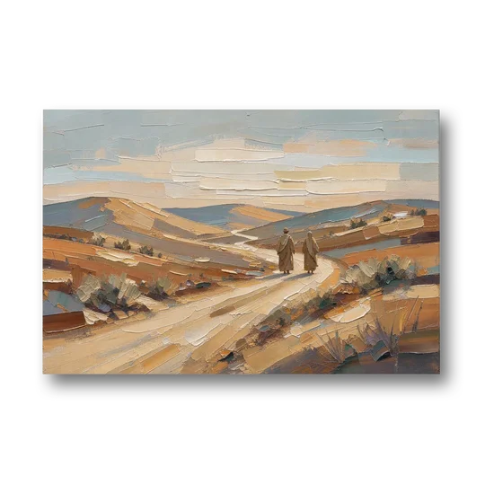 Biblical Wall Art of Two Walking the Judean Road - Canvas Wall Art - Front