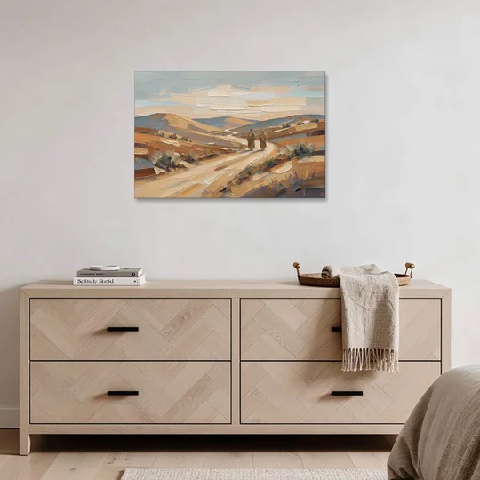 Biblical Wall Art of Two Walking the Judean Road - Canvas Wall Art - Coffee Table - 36x24