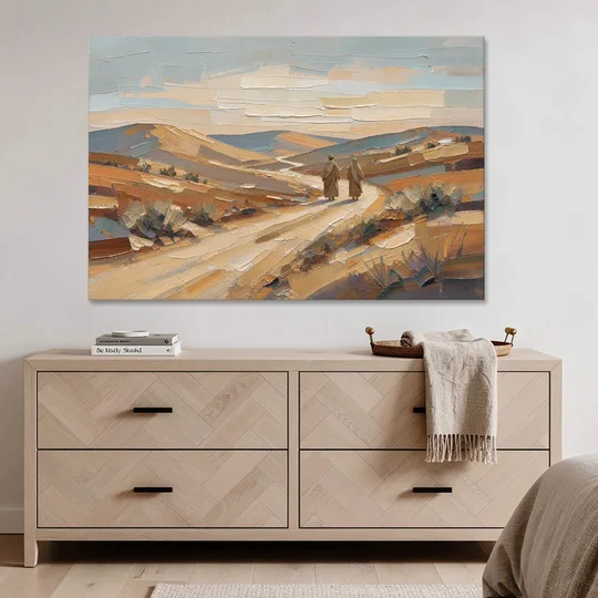 Biblical Wall Art of Two Walking the Judean Road - Canvas Wall Art - Coffee Table - 60x40