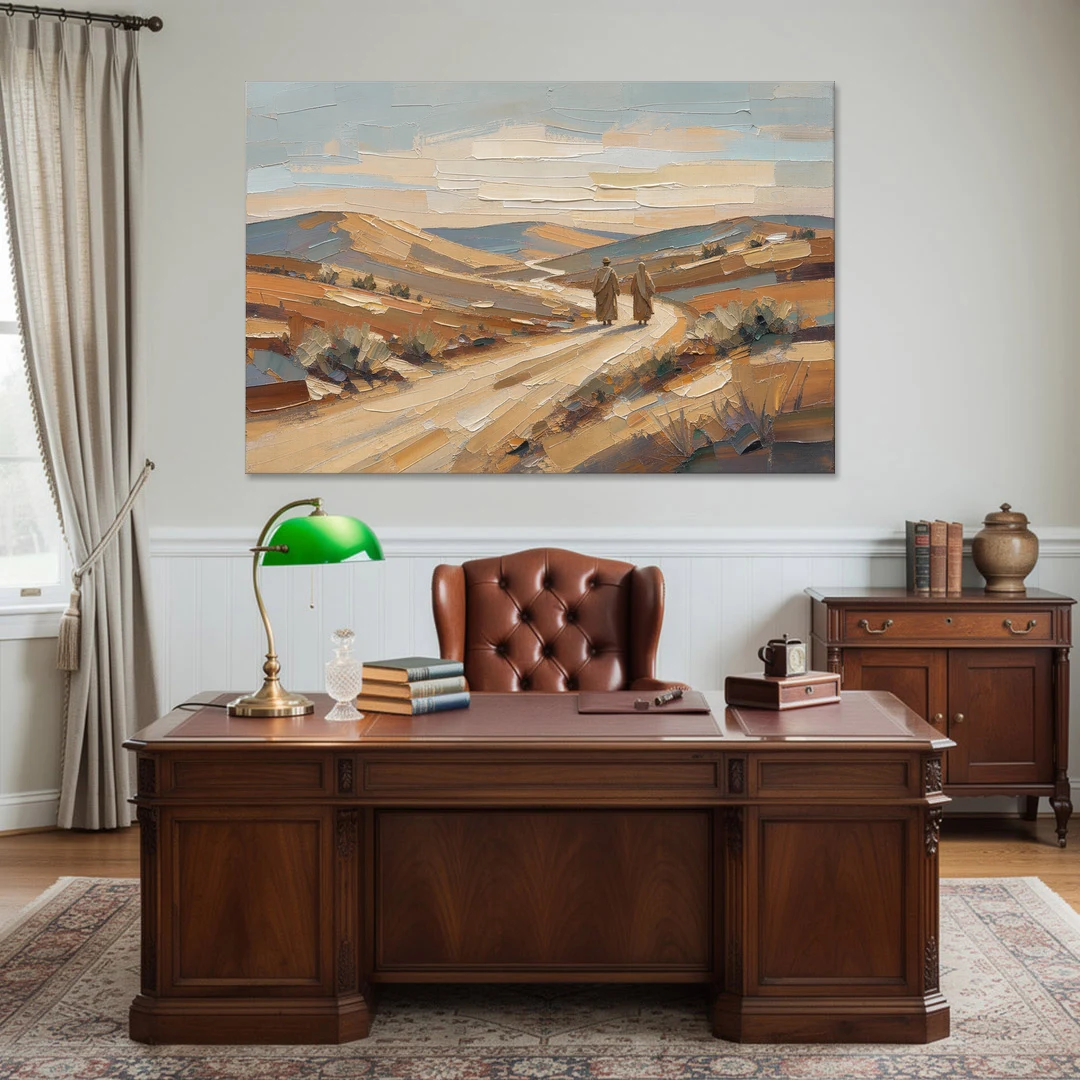 Biblical Wall Art of Two Walking the Judean Road - Canvas Wall Art - Office - 60x40