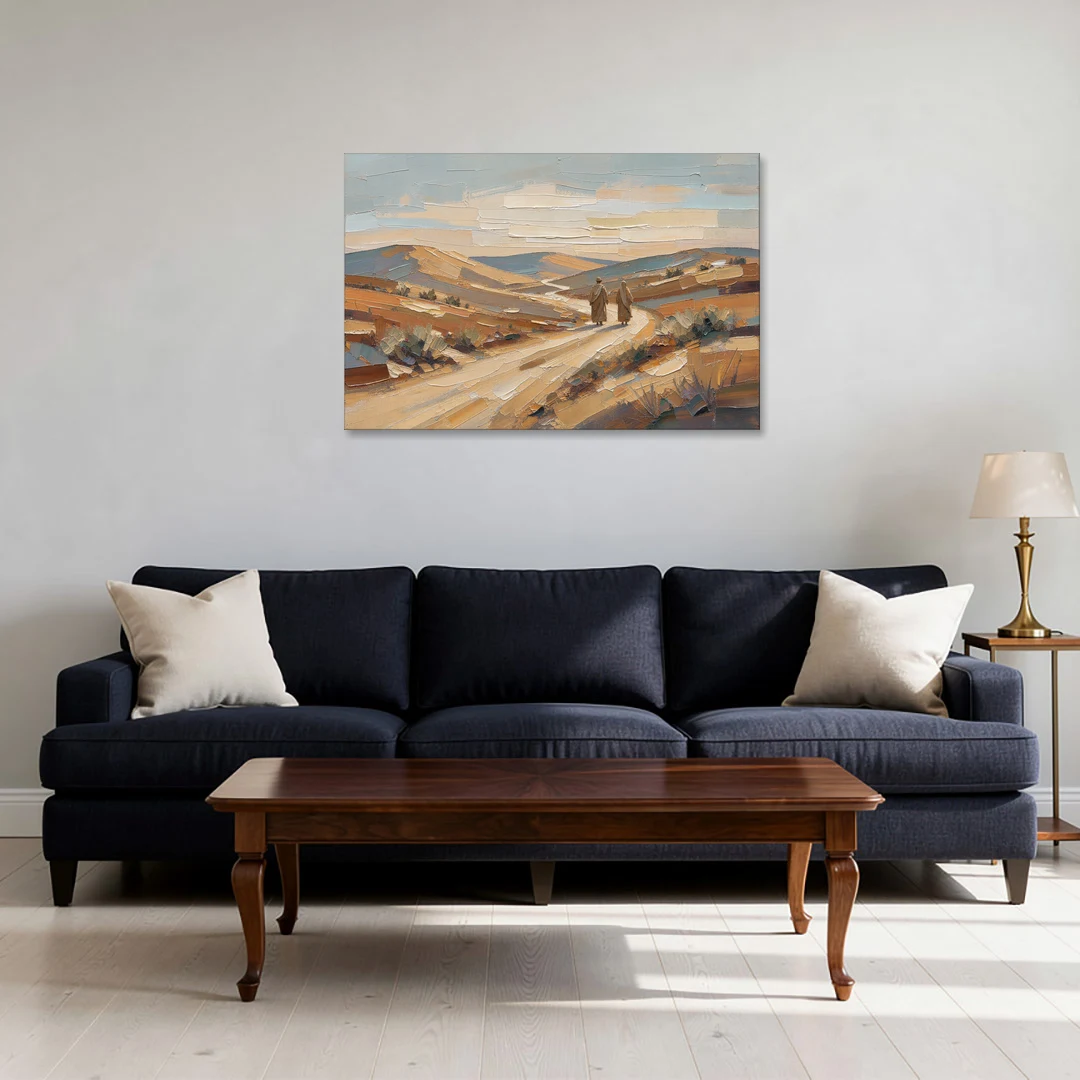 Biblical Wall Art of Two Walking the Judean Road - Canvas Wall Art - Sofa - 36x24
