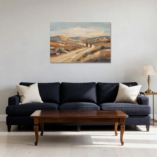 Biblical Wall Art of Two Walking the Judean Road - Canvas Wall Art - Sofa - 36x24