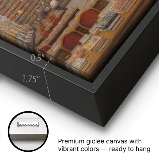 Biblioteca Palafoxiana - Black Framed Canvas Wall Art - Gallery Wrap Corner