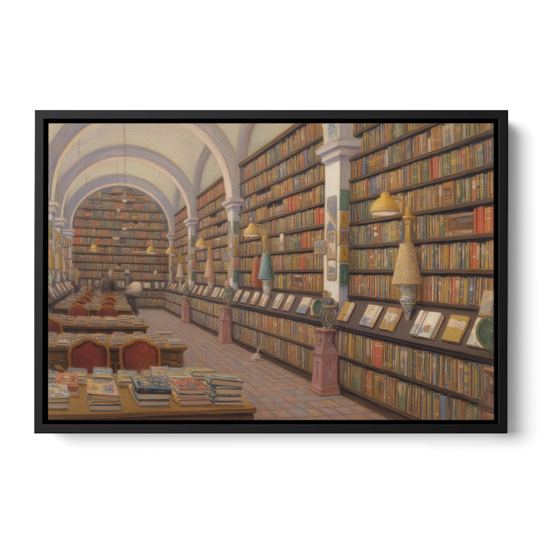 Biblioteca Palafoxiana - Black Framed Canvas Wall Art - Front
