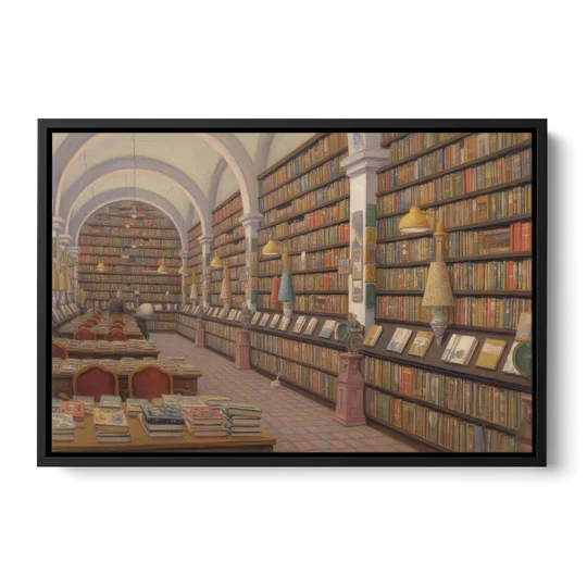 Biblioteca Palafoxiana - Black Framed Canvas Wall Art - Front
