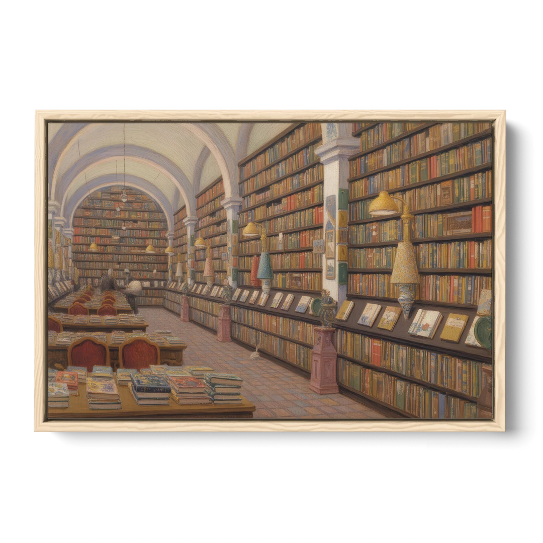 Biblioteca Palafoxiana - Oak Framed Canvas Wall Art - Front