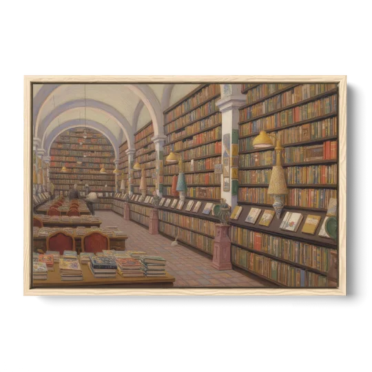 Biblioteca Palafoxiana - Oak Framed Canvas Wall Art - Front