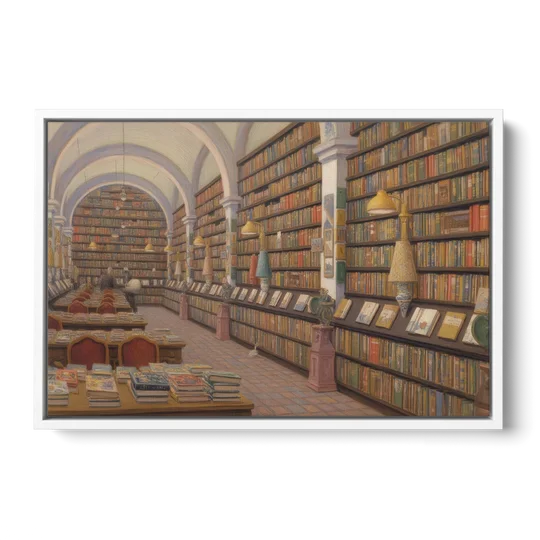 Biblioteca Palafoxiana - White Framed Canvas Wall Art - Front
