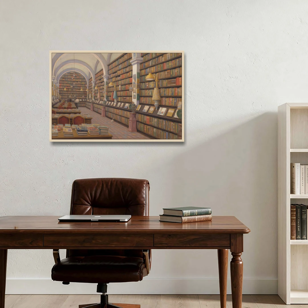 Biblioteca Palafoxiana - Oak Framed Canvas Wall Art - Office - 36x24