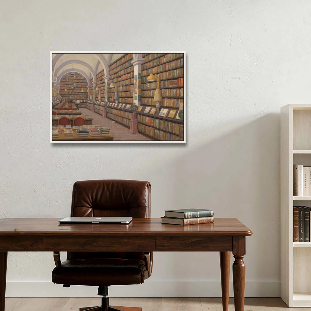 Biblioteca Palafoxiana - White Framed Canvas Wall Art - Office - 36x24
