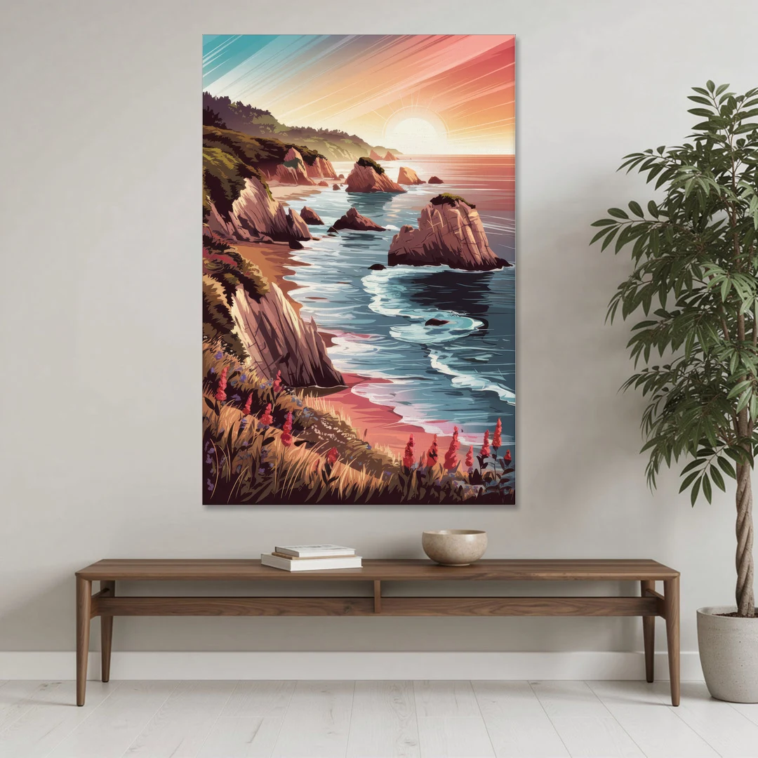 Big Sur Coastal Sunset - Canvas Wall Art - Coffee Table - 40x60