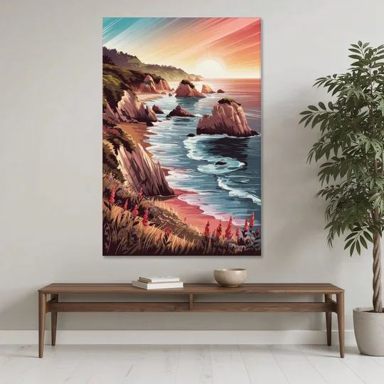 Big Sur Coastal Sunset - Canvas Wall Art - Coffee Table - 40x60