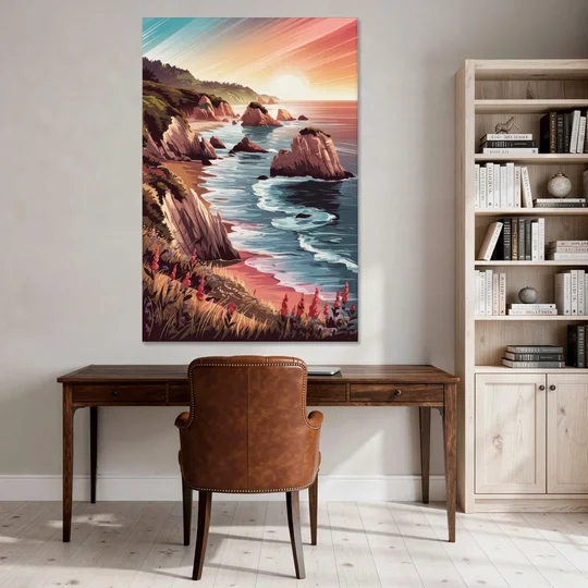 Big Sur Coastal Sunset - Canvas Wall Art - Office - 40x60