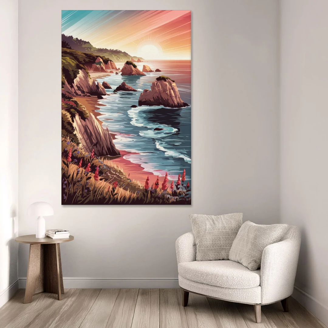 Big Sur Coastal Sunset - Canvas Wall Art - Sofa - 40x60