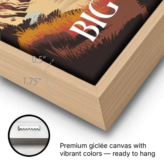 Big Sur Golden Hour - Oak Framed Canvas Wall Art - Gallery Wrap Corner