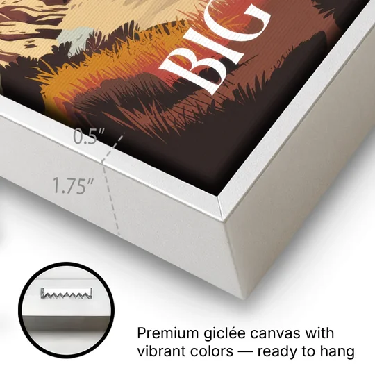 Big Sur Golden Hour - White Framed Canvas Wall Art - Gallery Wrap Corner