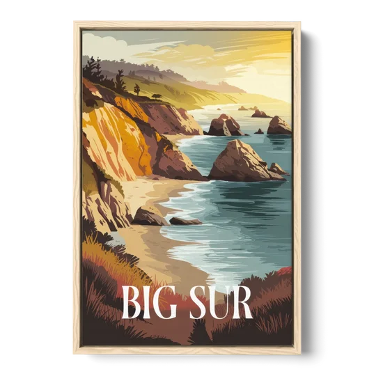 Big Sur Golden Hour - Oak Framed Canvas Wall Art - Front