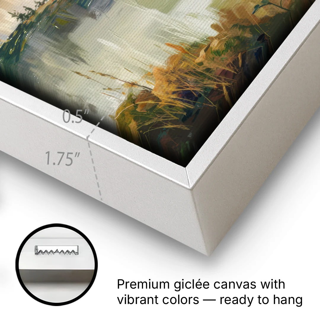Big Sur Morning Fog - White Framed Canvas Wall Art - Gallery Wrap Corner