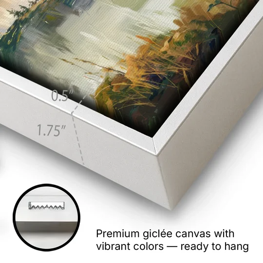 Big Sur Morning Fog - White Framed Canvas Wall Art - Gallery Wrap Corner