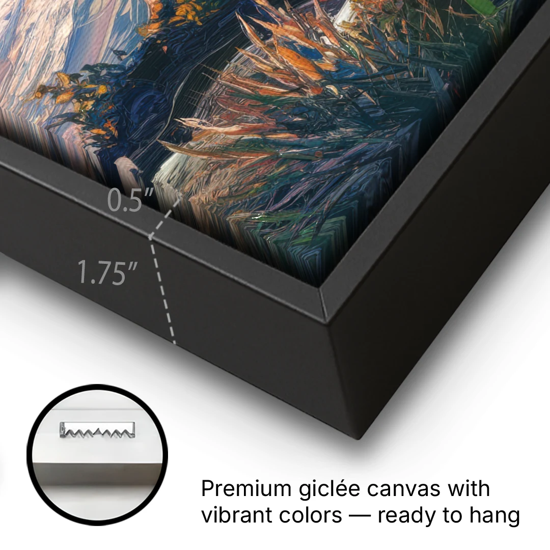 Big Sur Mountain Views - Black Framed Canvas Wall Art - Gallery Wrap Corner