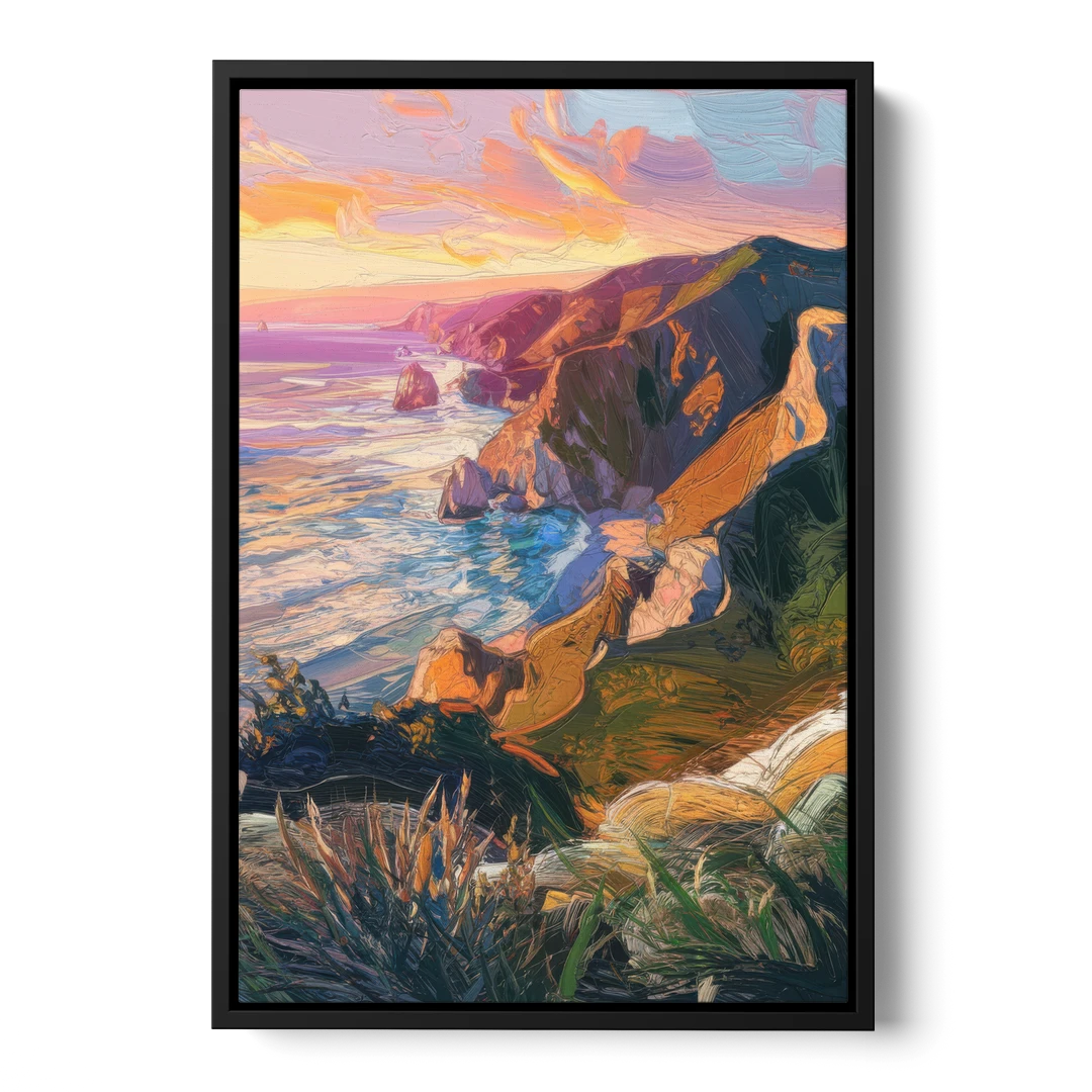 Big Sur Mountain Views - Black Framed Canvas Wall Art - Front