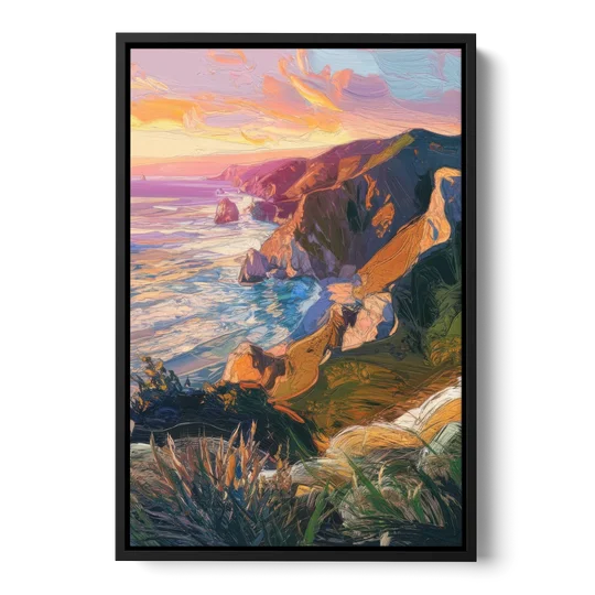 Big Sur Mountain Views - Black Framed Canvas Wall Art - Front