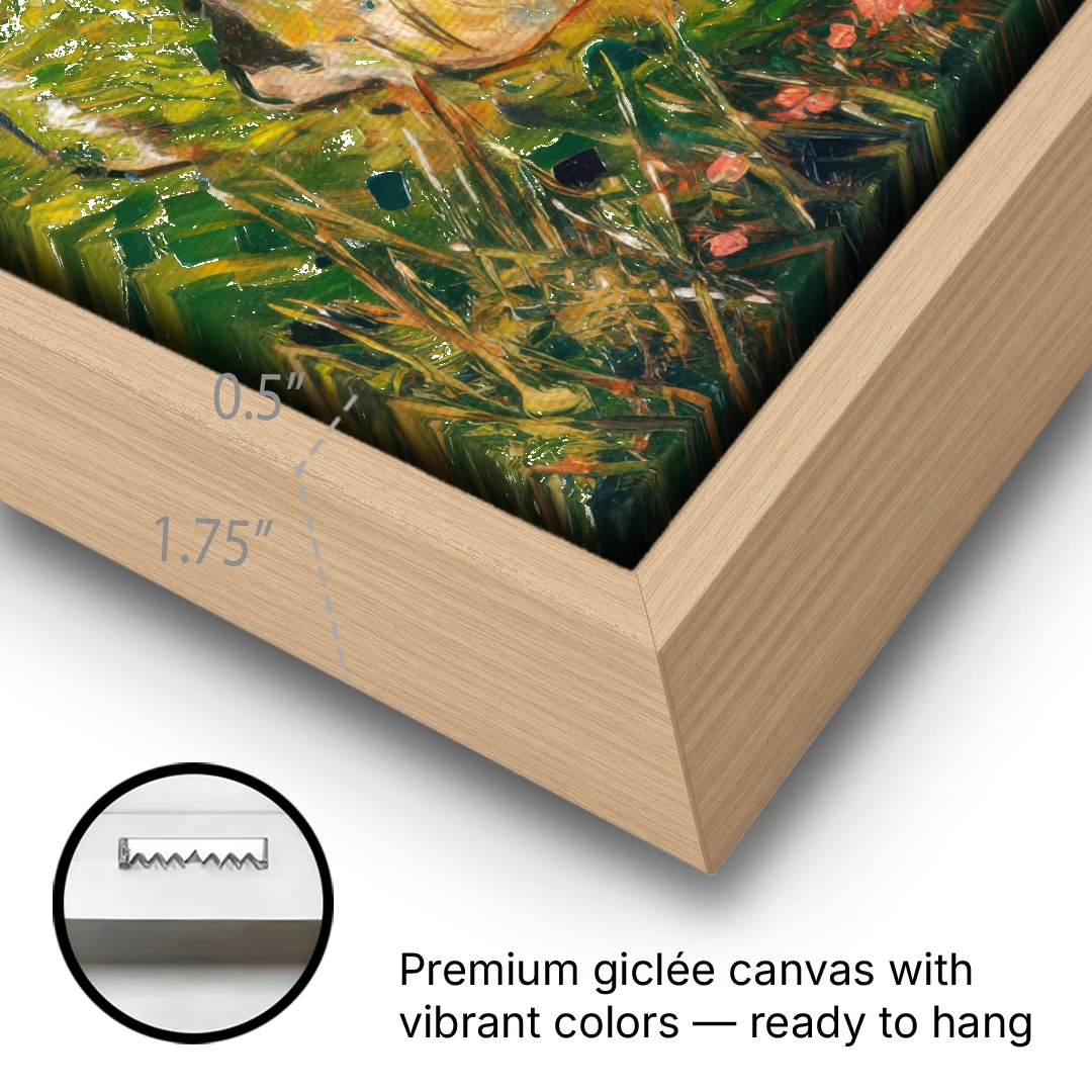 Big Sur Ocean Cliffs - Oak Framed Canvas Wall Art - Gallery Wrap Corner