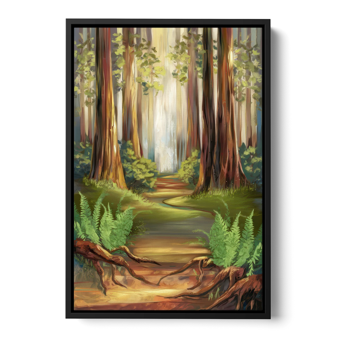Big Sur Redwood Forest - Black Framed Canvas Wall Art - Front