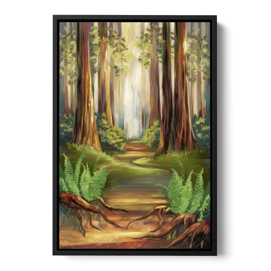 Big Sur Redwood Forest - Black Framed Canvas Wall Art - Front