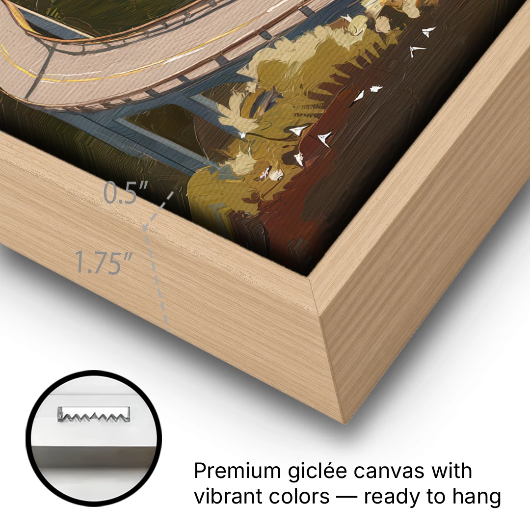 Big Sur Scenic Highway - Oak Framed Canvas Wall Art - Gallery Wrap Corner